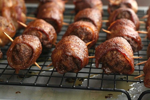 Sweet &Amp; Spicy Bacon Wrapped Meatballs