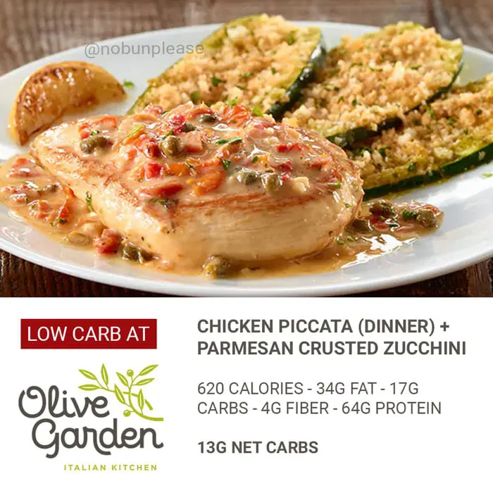 Keto @ Olive Garden: Chicken Piccata + Garlic Parmesan Zucchini
