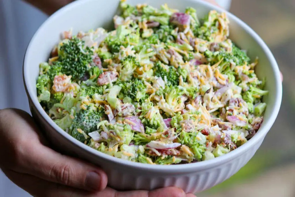 Completed Keto Broccoli Salad With Bacon