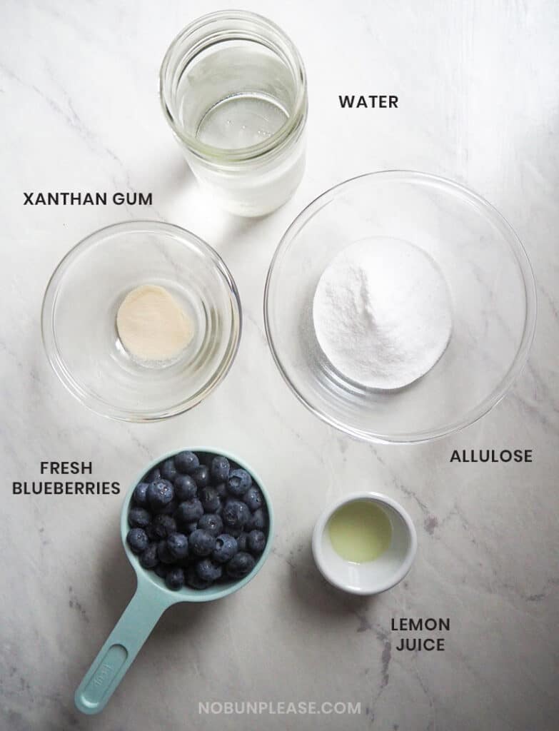 Ingredients for Keto Blueberry Jam