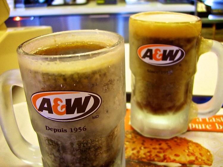 A&W Root Beer in Frosty Mugs