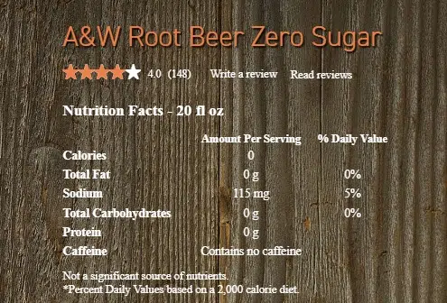 Diet A&Amp;W Root Beer Nutritional Information