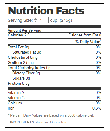 Jasmine Tea Nutrition Facts