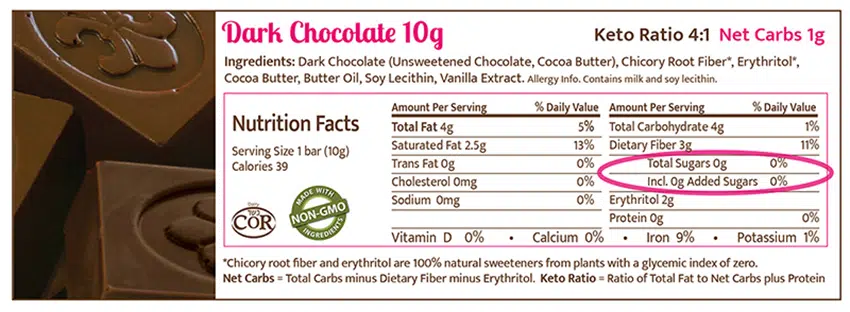 Chocoperfection Nutrtional Information