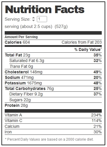 Japchae Nutritional Information