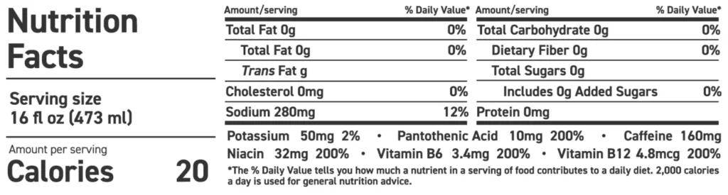 Xyience Nutritional Information