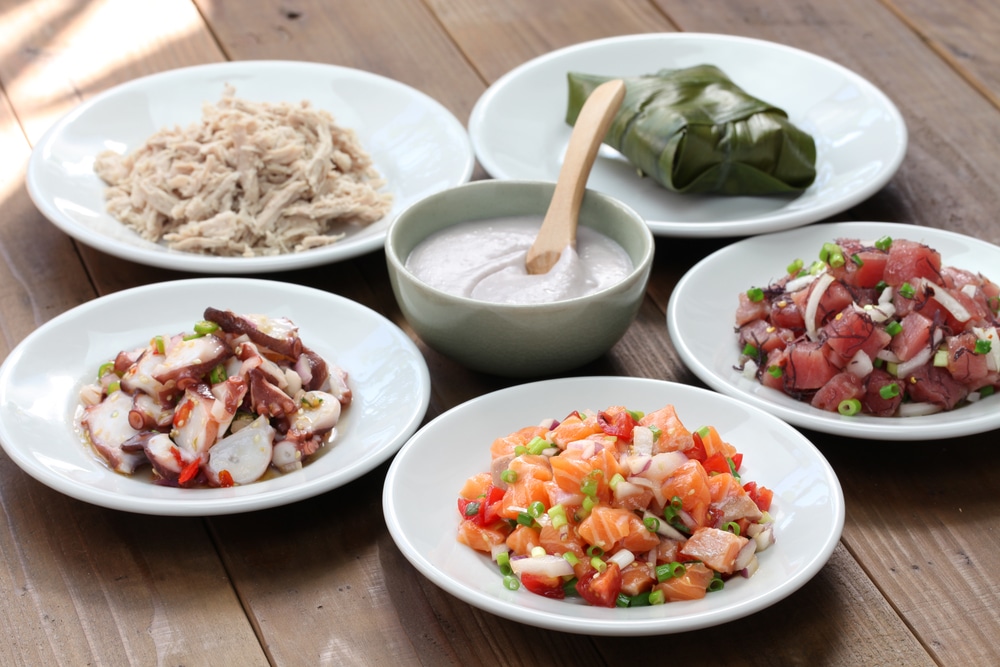 Bowls With Ingredients For Making Lau Lau