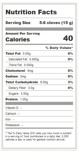 Black Garlic Nutrtional Information