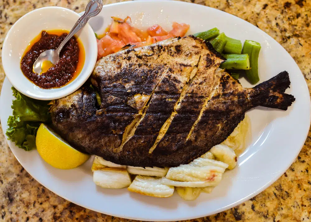 Grilled Fish With Vegetables And Bagoong