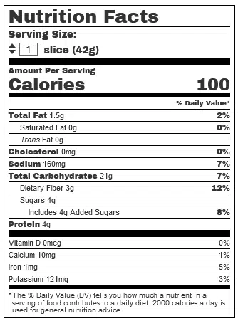 Nutritional Information Dave's Killer Bread