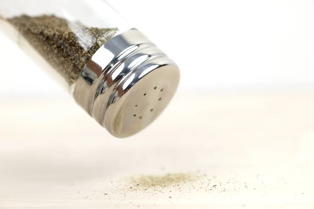 Close Up Of A Black Pepper Powder Shaker