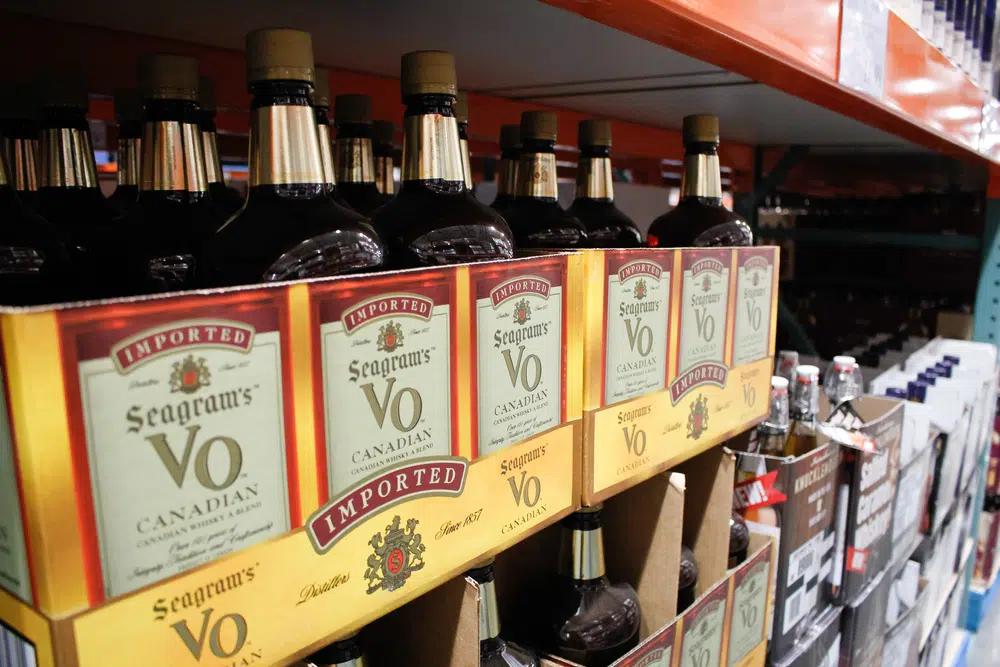 Bottles Of Seagram's Vo Canadian Whisky At A Local Grocery Store