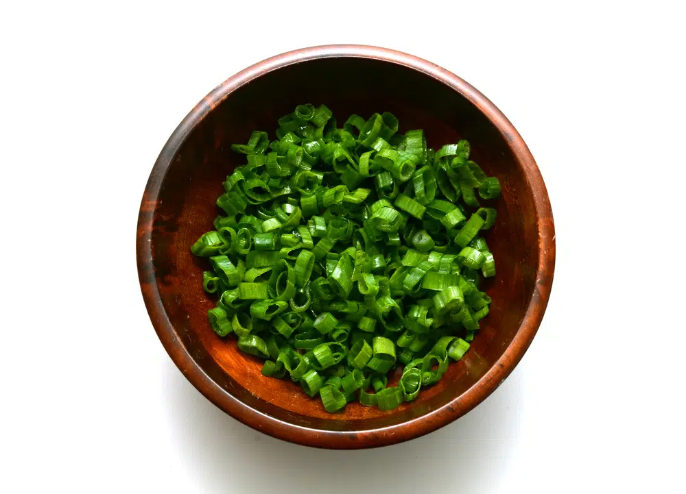 Chopped Green Onions In A Bowl