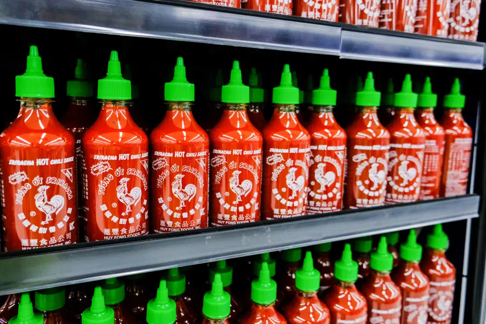 Huy Fong Food Sriracha Hot Chili Sauce In A Supermarket Aisle