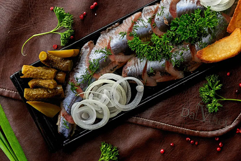 Herring Dish Served On A Restaurant Table