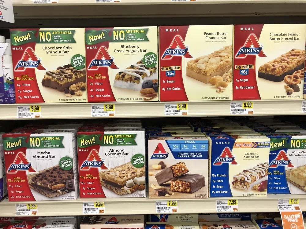 Atkins Chocolate Snacks On Display At A Grocery Store