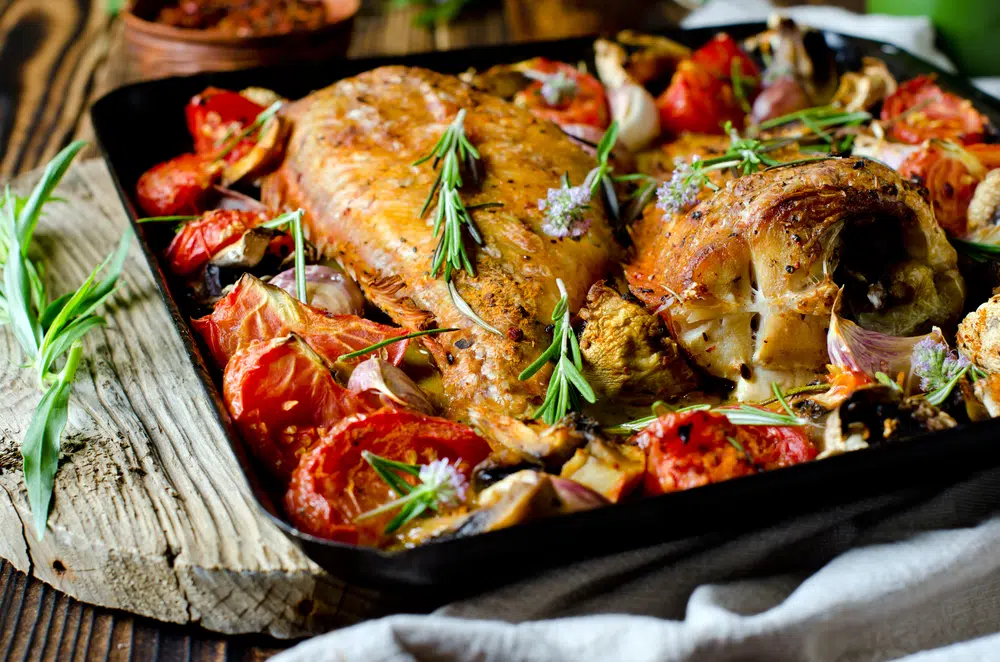 Baked Sea Bass With Vegetables And Thyme