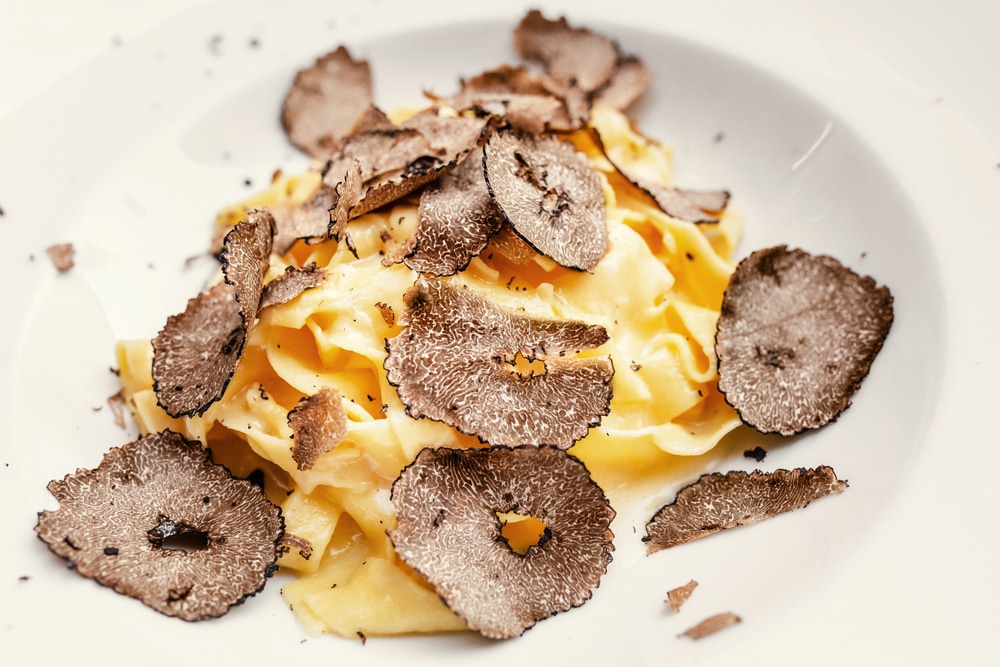 Close Up Of Italian Pasta With Truffles