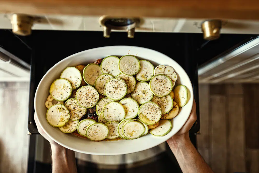 Thinly Sliced Zucchin Roasted In The Oven