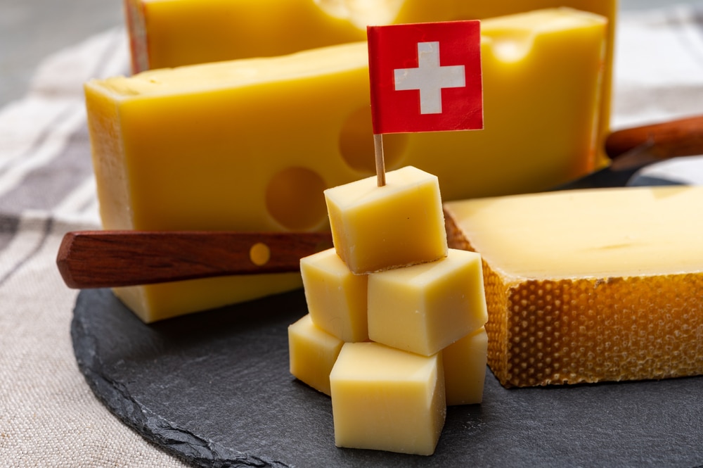 Different Types Of Swiss Cheeses, Including Gruyere Cheese