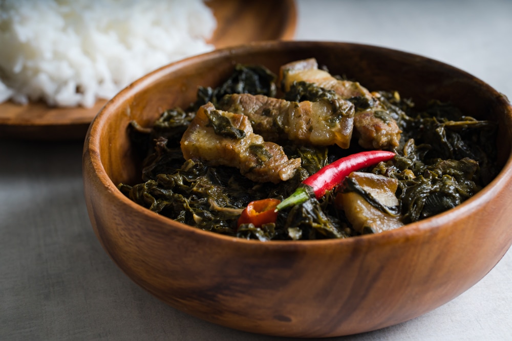 Laing Is A Filipino Dish Made Of Whole Or Shredded Taro Leaves With Coconut Milk