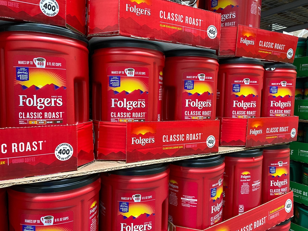 The Folgers Coffee Display On A Grocery Store