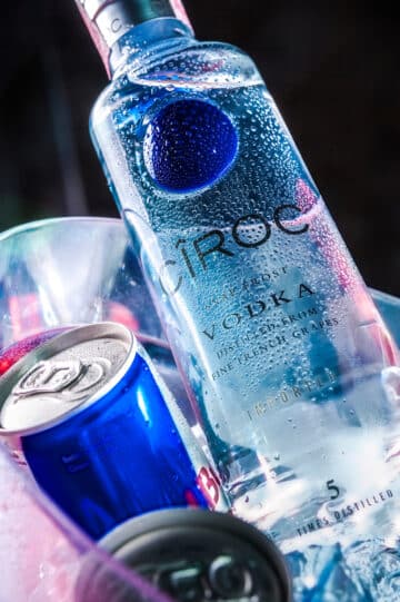 Ciroc Vodka With Red Bull Energy Drink In A Bucket Of Ice