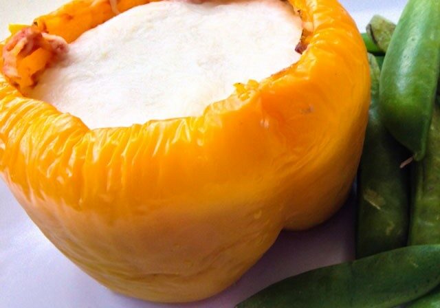 morrocan-spice-stuffed-pepper Sweet yellow bell peppers stuffed with spicy Morrocan spiced beef is the perfect accompaniment to a cold fall night.